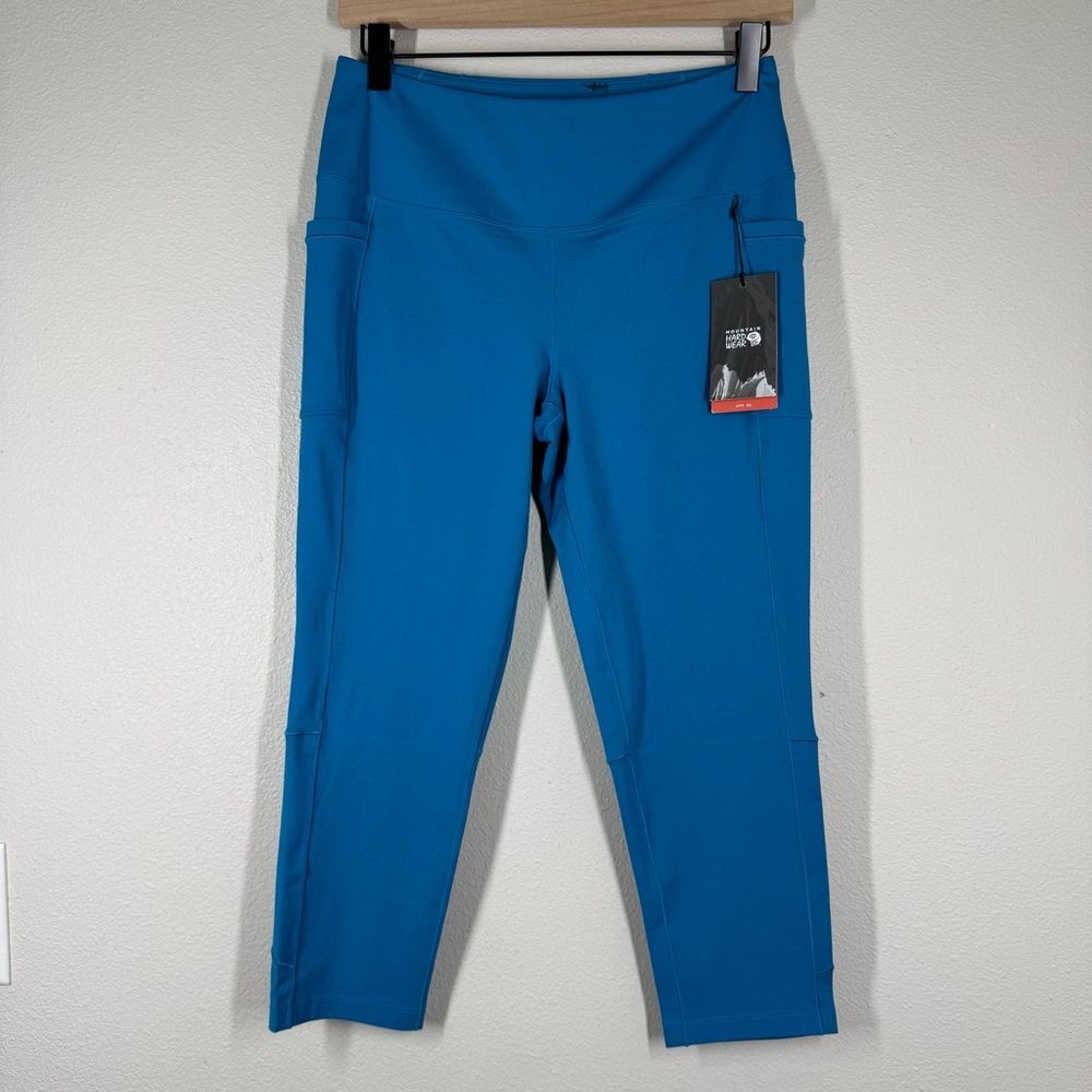 NWT Mountain Hardwear Mountain Stretch Capri Leggings Blue Small UPF 50